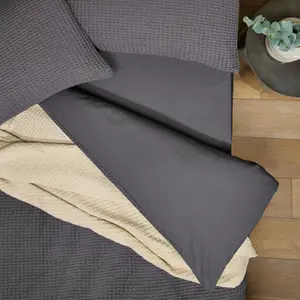 Fitted Bed Sheet Super King Plain Dark Grey 100% Cotton Soft Breathable Bedsheet