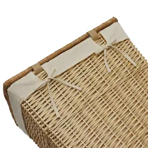 JVL Hand Woven Acacia Rectangular Laundry Willow Basket with Lid, Honey Finish