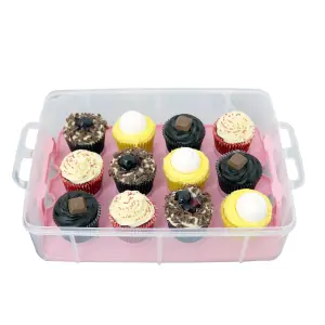 Oypla Pink 3 Tier 36 Cupcake Plastic Carrier Holder Storage Container