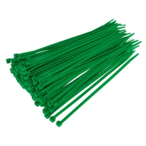 Sealey Cable Ties 200 x 4.8mm Heat Resistant Pack Of 100 Green CT20048P100G