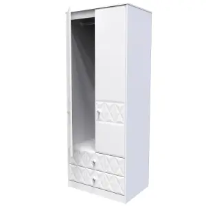 Toledo 2 Door 2 Drawer Wardrobe in White Matt (Ready Assembled)