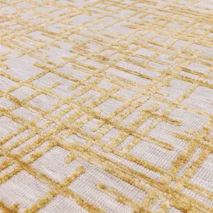 Modern Yellow Abstract Easy to Clean Rug for Living Room & Bedroom-120cm X 170cm