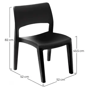 82cm Height Modern Garden Plastic Chair Set Patio Outdoor Furniture Black 2 Pcs