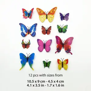 Walplus 3D Butterflies Wall Sticker Art Decoration Decals DIY Home Colourful Multicoloured PVC