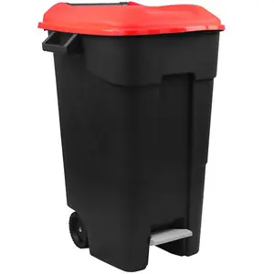 120 Litre Wheelie Bin with Foot Pedal - Red Lid