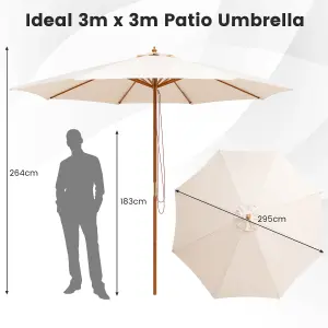 Costway 3M Patio Sunshade Umbrella 8-rib Outdoor Table Market Umbrella