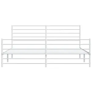 Berkfield Metal Bed Frame with Headboard and Footboard White 200x200 cm