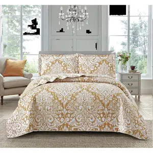 Candon Polyester Bedspread with Pillowcases Gold / Double