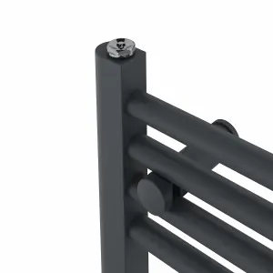 Right Radiators Prefilled Thermostatic Electric Heated Towel Rail Straight Ladder Warmer Rads - Anthracite 1600x600 mm