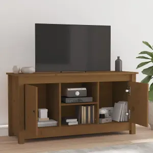 Berkfield TV Cabinet Honey Brown 103x36.5x52 cm Solid Wood Pine