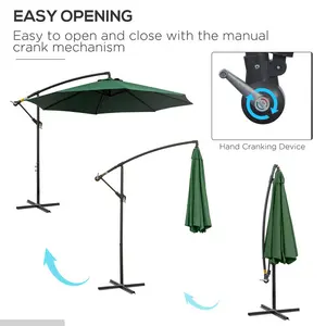 Oakland 300cm Cantilever Parasol Green