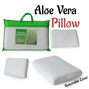 Aloe Vera Pillow Memory Foam Filled with Removable Zipped Cover Anti Allergenic Bounce Back Pillows