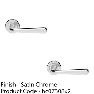 2 PACK - Premium Smooth Rounded Door Handle Set - Satin Chrome Designer Lever Round Rose