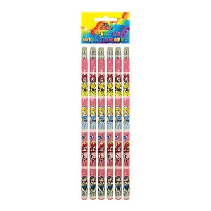 Henbrandt Pencil With Eraser (Pack of 6) Multicoloured (One Size)