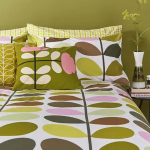 Green/White/Pink 200 TC Reversible Duvet Cover Set Super King