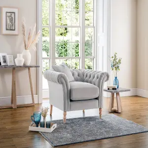 Sofas Express Tulip Chalk Grey Velvet Armchair