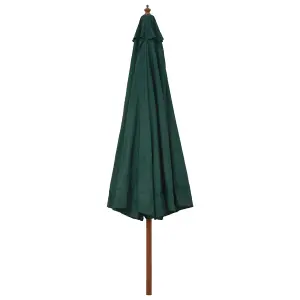 Berkfield Outdoor Parasol with Wooden Pole 330 cm Green