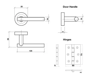 Z14 Black Door Handles T-Bar Lever on Round Rose - Door Pack -63mm - Handlestore