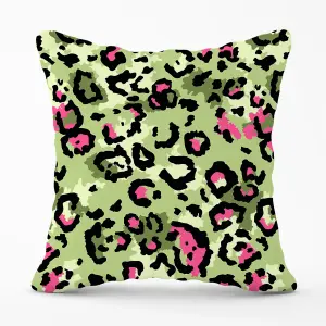 Green And Pink Leopard Print Cushions 60cm x 60cm