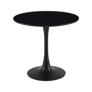 Kingsley Round Metal Base Dining Table Black / 73cm H x 70cm W x 70cm D