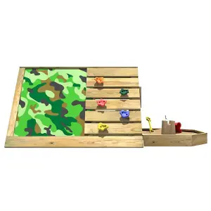 Rebo Mini Wooden Climbing Pyramid Adventure Playset - Den and Slide - Camo