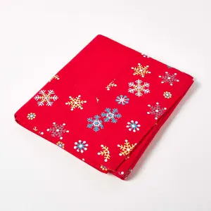 Homescapes Cotton Christmas Red Snowflake Border Tablecloth, 54 x 70 Inches