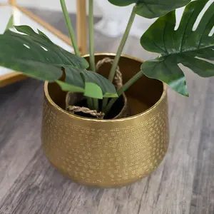 Melody Maison Medium Round Gold Patterned Planter