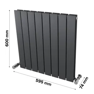 Ximax Vertirad Duplex HWD600595A Anthracite Gas Vertical Designer panel 1952BTU Radiator, (W)595mm x (H)600mm