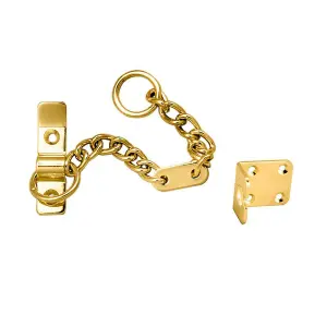 Heavy Duty Door Security Chain 195.5mm Length Electro Brassed Door Restrictor