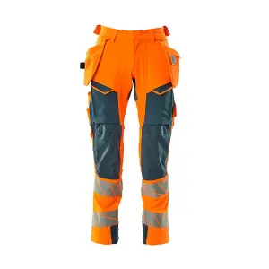 Mascot Accelerate Safe Trousers with Holster Pockets - Hi-Vis Orange/Dark Petroleum   (40.5) (Leg Length - Regular)