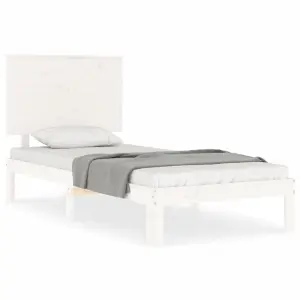 Berkfield Bed Frame with Headboard White 100x200 cm Solid Wood