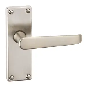 URBNLIVING 118cm Length 2 Pcs Victoria Metal & Satin Nickel plain Lever Latch Door Handles Set