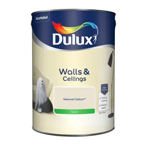 Dulux Walls & ceilings Natural calico Silk Emulsion paint, 5L