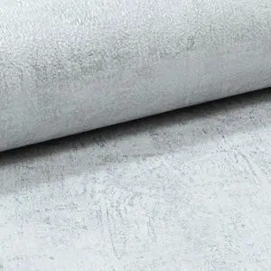 Plain Distressed Grey Metallic Silver Texture Shimmer Wallpaper Industrial Look FULL ROLL - Travis Grey Silver WD0030