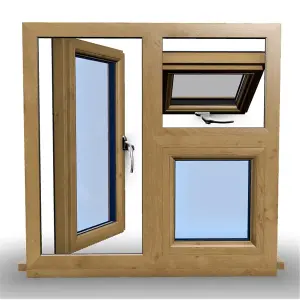 1145mm (W) x 1195mm (H) Wooden Stormproof Window - 1 Opening Window (RIGHT) - Top Opening Window (LEFT) - Toughened Safety Gla