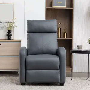 WestWood Luxury PU Leather Modern Push Back Reclining Armchair Lounge Padded Seater Grey