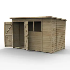 Beckwood 10x6 Pent Shed - 2 Windows - Double Door