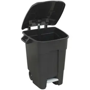 Durable 100 Litre Wheelie Bin with Foot Pedal and Easy-Move Wheels in Black