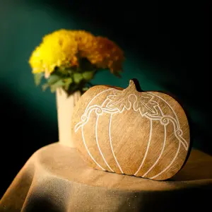 Carved Wooden Pumpkin Free Standing pumpkin decor for home