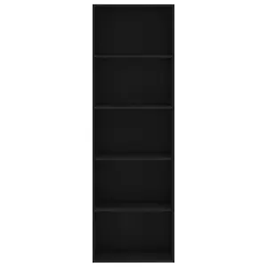 Berkfield 5-Tier Book Cabinet Black 60x30x189 cm Engineered Wood