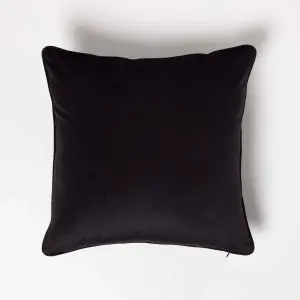 Homescapes Black Filled Velvet Cushion with Piped Edge 46 x 46 cm