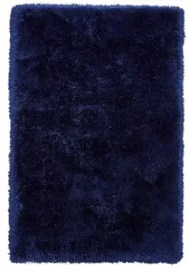 Dark Navy Plain Shaggy Rug, Handmade Anti-Shed Rug, 8cm Thick Modern Shaggy Rug for Bedroom, & DiningRoom-60cm X 120cm