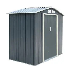 6 x 4 Double Door Metal Apex Shed (Dark Grey)