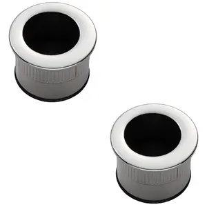 2 PACK - Small Recessed Sliding Door Flush Pull - 29mm Round 23mm Depth Polished Chrome