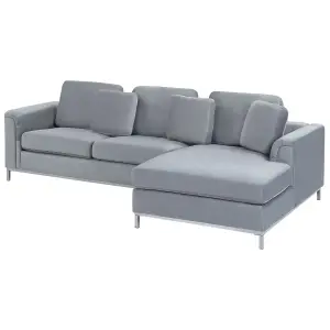 Left-Hand Corner Sofa OSLO Grey Velvet Left Hand