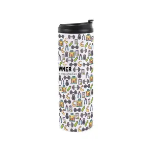 Gym Owner Travel Mug - Novelty Sports & Fitness Gift Stainless Steel Vacuum-Sealed Double-Walled Hot/Cold Drinks Travel Flask