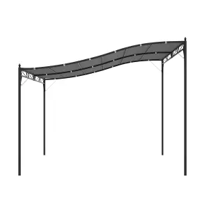 Outsunny 4 x 3M Wall Mounted Awning Free Stand Canopy Shade Porch Pergola Grey