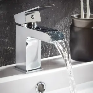 Waterfall Chrome Mono Basin Mixer with Push Waste