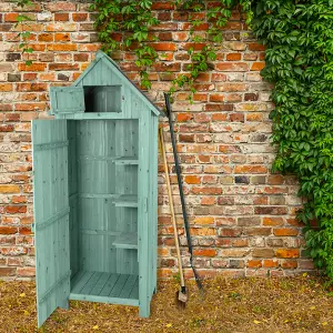 Outdoor Bideford Garden Wooden Storage Cabinet Tool Shed - Green