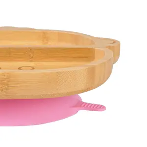 Tiny Dining - Children's Bamboo Suction Monkey Plate - Pink